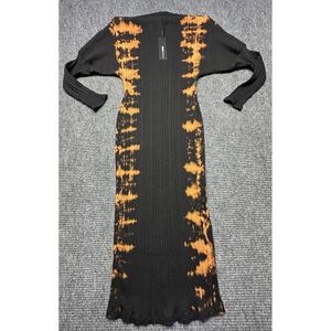 Fashion Nova Dress Womens 1X Black Tie Dye Sweater Bodycon Midi Plus Size New